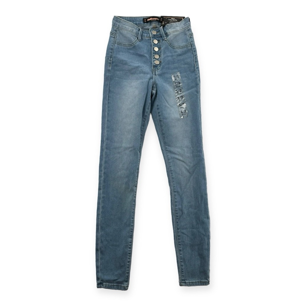NWT Dollhouse Curvy‎ Jeans Womens 24 High Rise Skinny Button Up Stretch Denim